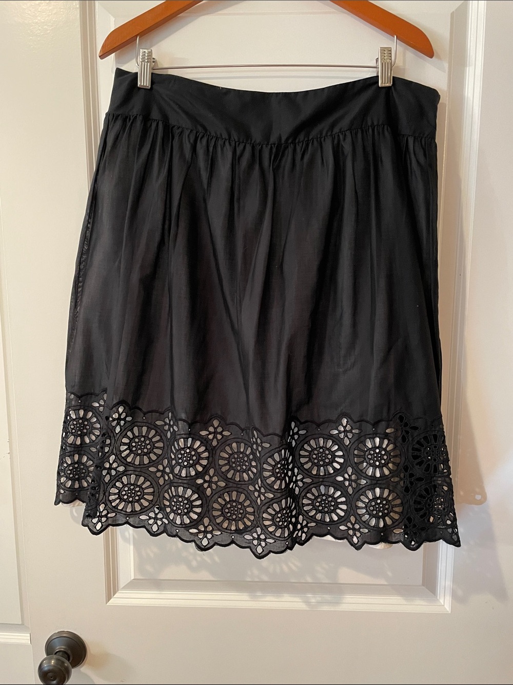 Michael Kors Black A-Line Eyelet Hem Skirt